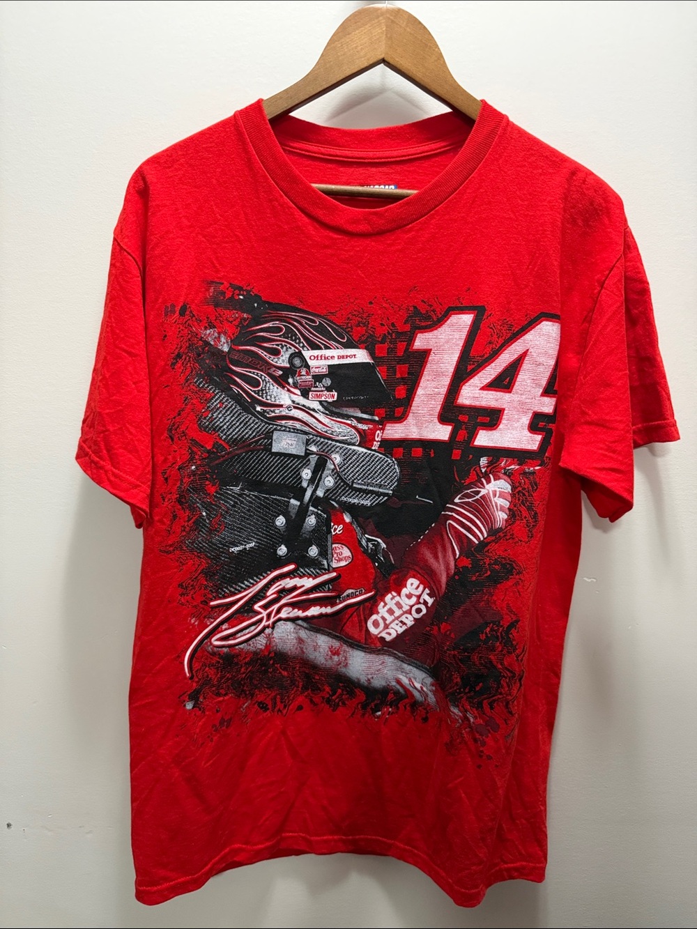 Nascar Red Short Sleeve Tee with Racing #14 Graphic